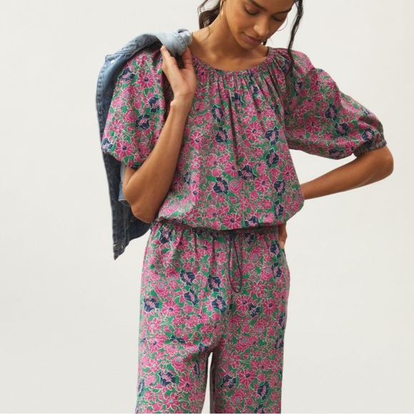 *Anthropologie Sundry Ditzy Floral Bubble Sleeve Top - Picture 2 of 5